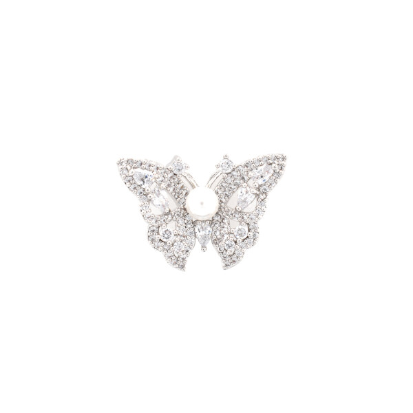 Brosa "Fluturas" cu cristale swarovski si perla
