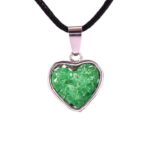PANDANTIV DRUZY DIN RASINA IN FORMA DE INIMIOARA, VERDE