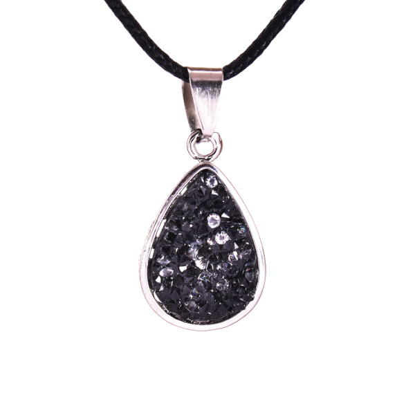 PANDANTIV DRUZY DIN RASINA IN FORMA DE LACRIMA, NEAGRA