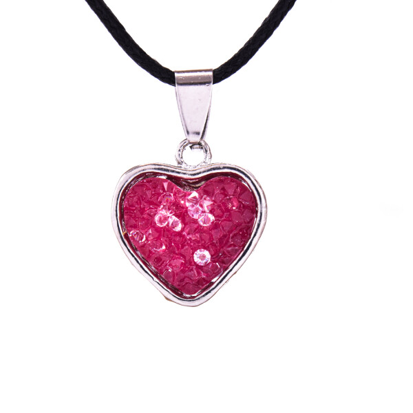 PANDANTIV DRUZY DIN RASINA IN FORMA DE INIMIOARA, ROZ CHERRY
