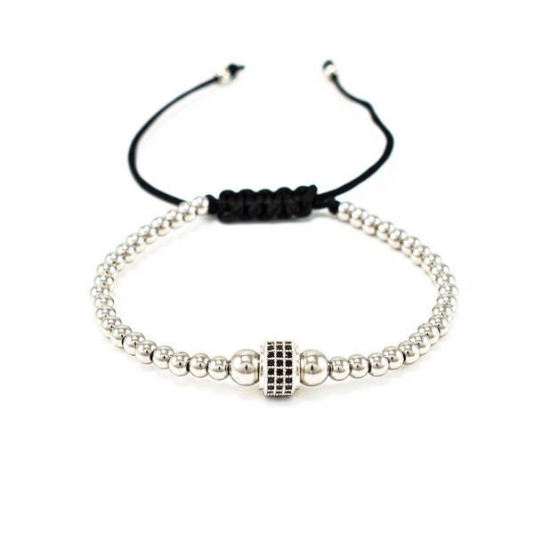 Bratara barbati din otel inoxidabil si accesoriu cu cristale zirconia BBB-317