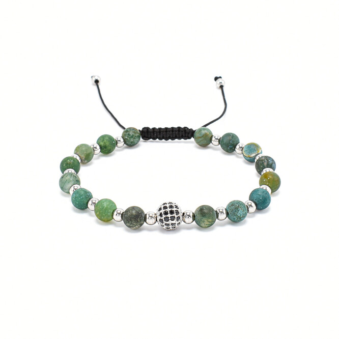 Bratara dama din jad cu accesorii din otel inoxidabil si cristale swarovski