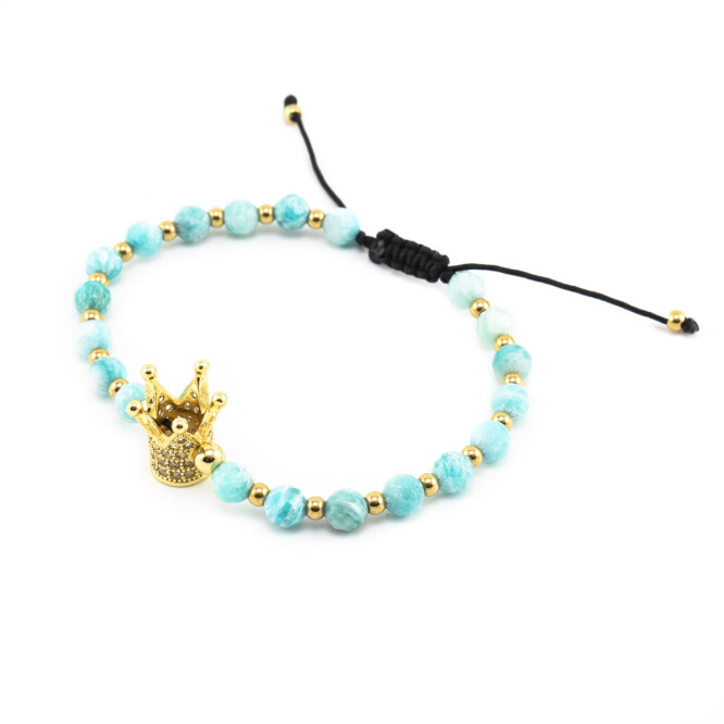 Bratara dama din larimar cu accesorii placate cu aur 18K si cristale swarovski