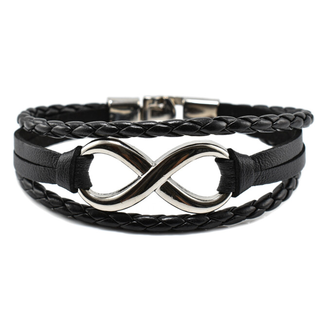 Bratara barbati cu accesoriu in forma de infinit din piele naturala 