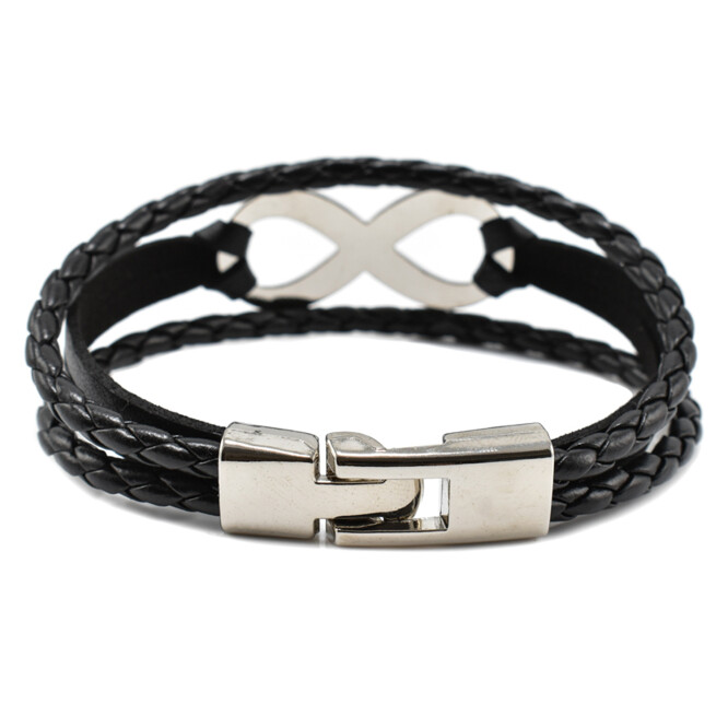 Bratara barbati cu accesoriu in forma de infinit din piele naturala 
