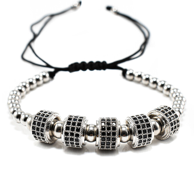 Bratara barbati din otel inoxidabil cu cristale zirconia BBB-236
