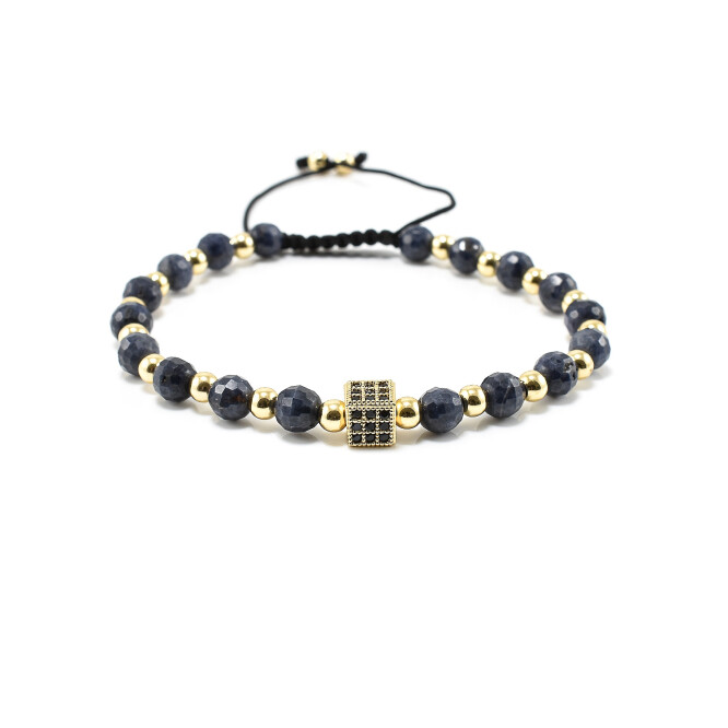 Bratara barbati cu piatra naturala safir si accesoriu in forma de zar 