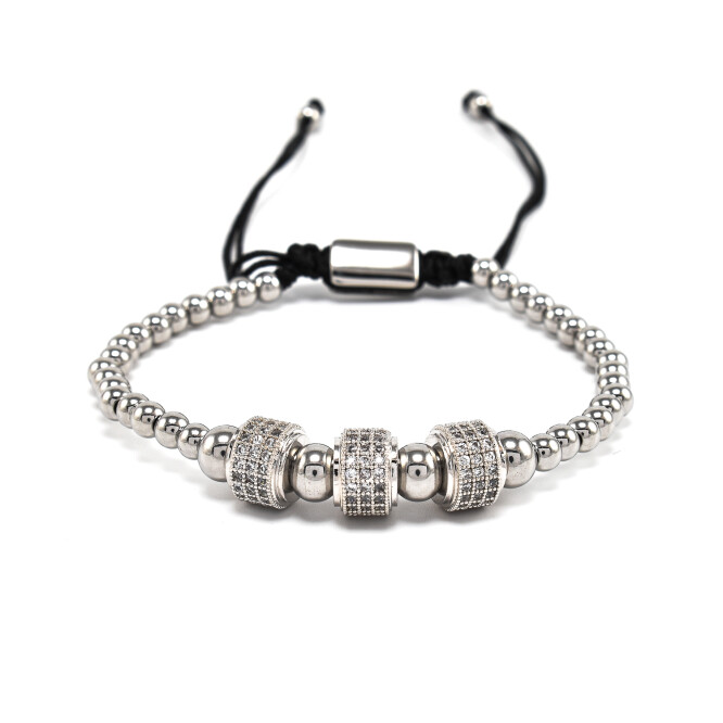 Bratara barbati din otel inoxidabil si accesorii cu cristale zirconia
