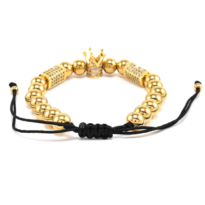 Bratara barbati placata cu aur 18K si accesorii cu cristale zirconia
