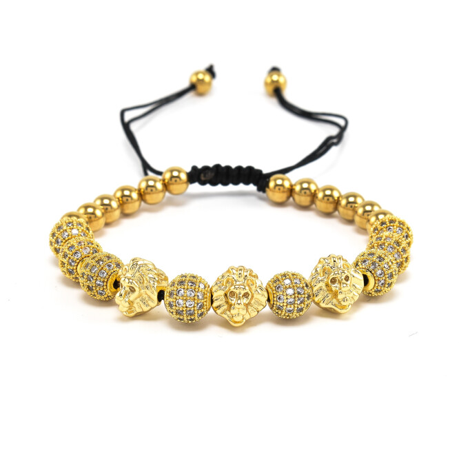Bratara barbati placata cu aur 18K si accesorii cu cristale zirconia
