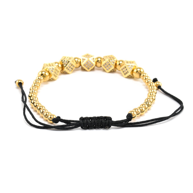 Bratara barbati placata cu aur 18K si accesorii cu cristale zirconia