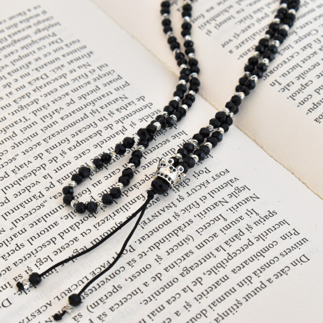 COLIER BARBATI TIP ROZARIU CU BILE FATETATE, ACCESORIU COROANA