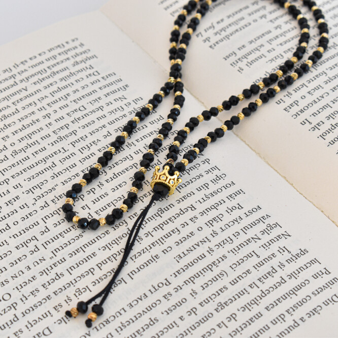 COLIER BARBATI TIP ROZARIU CU BILE FATETATE, ACCESORIU COROANA