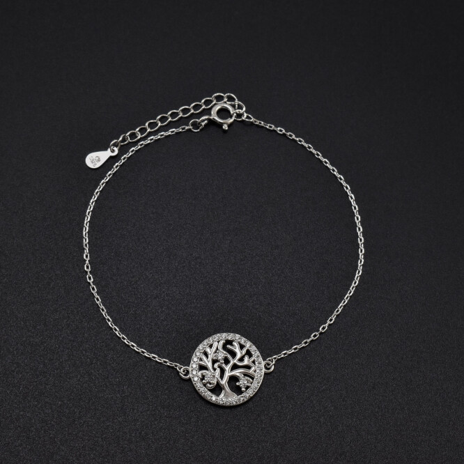 Bratara dama din argint  ”Copacul Vietii” cu cristale swarovski