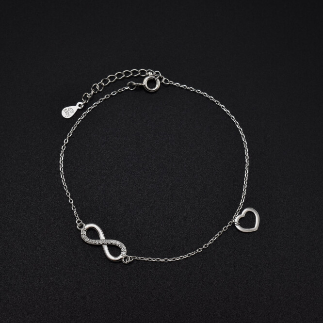 Bratara dama din argint ”Inima & Infinit” cu cristale swarovski