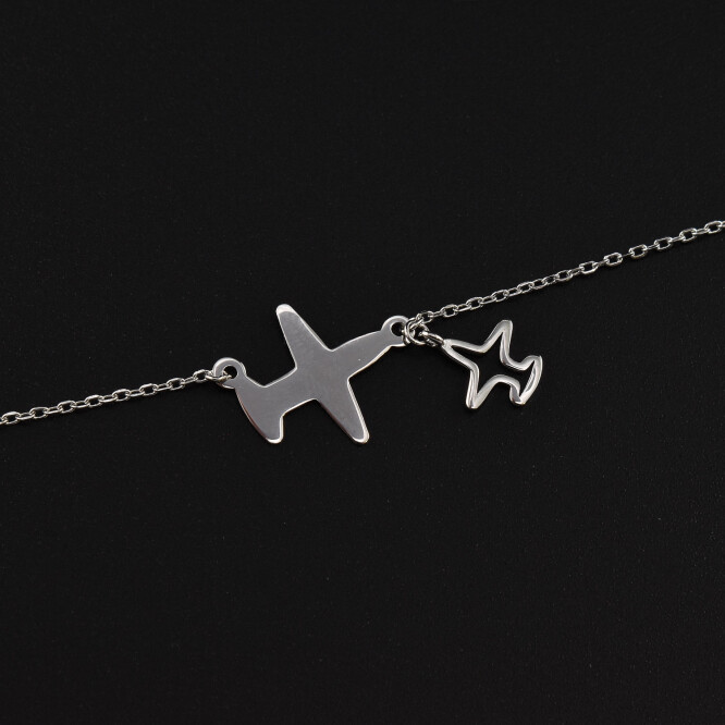 Bratara dama din argint cu accesoriu in forma de avion 