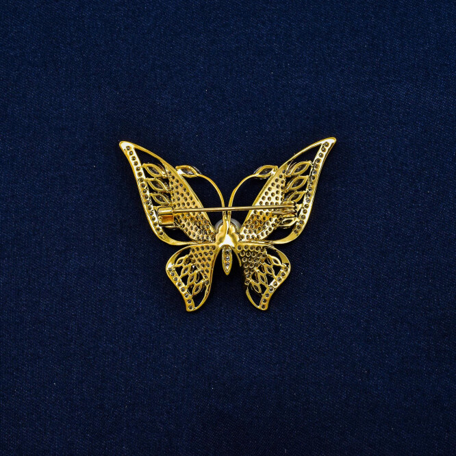 Brosa "Fluture" auriu cu cristale swarovski
