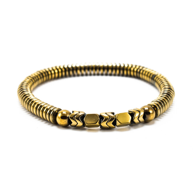 BRATARA BARBATI ELASTICA CU BILE GOLD HEMATITE