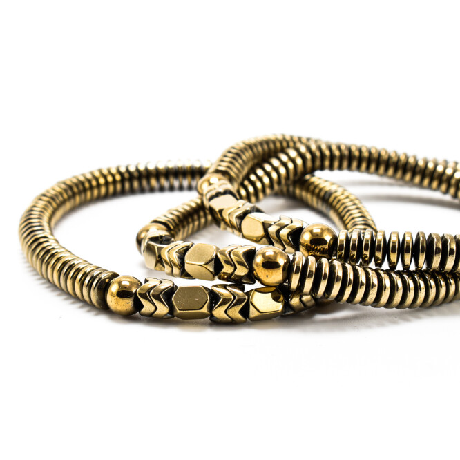 BRATARA BARBATI ELASTICA CU BILE GOLD HEMATITE
