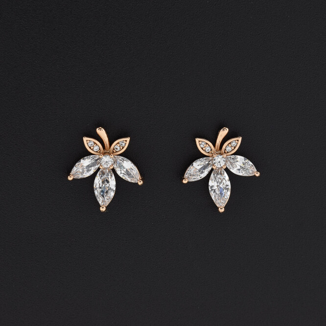 Cercei dama placati cu aur 18K in forma de frunza