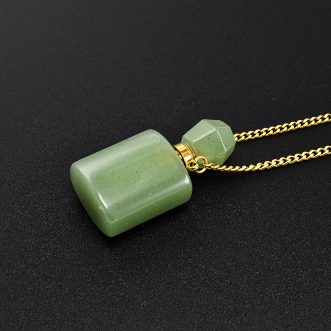 Colier cu pandantiv sticluta de parfum din aventurin verde