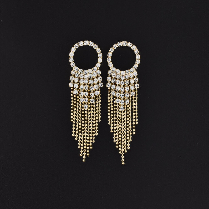 Cercei dama placati cu aur 18K lungi cu cristale swarovski