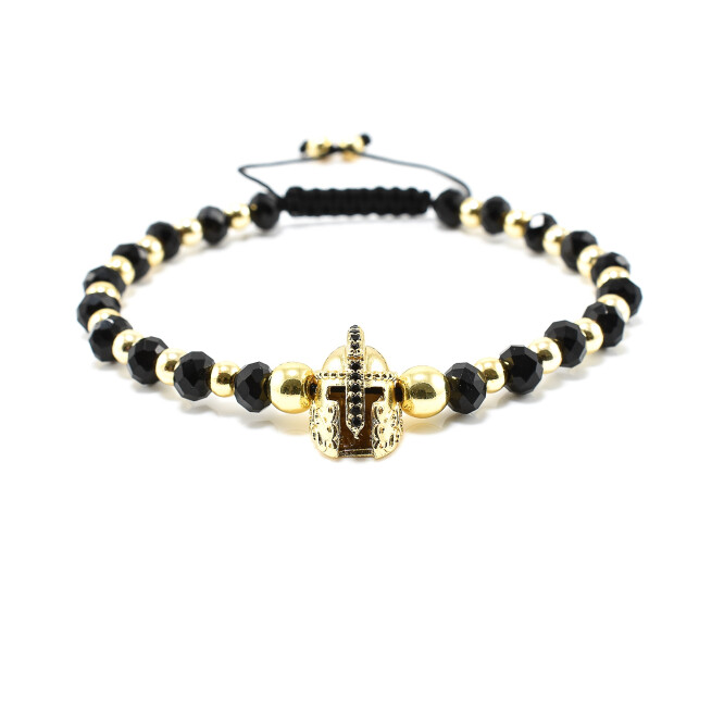 Bratara barbati cu cristale negre si accesorii aurii BBB-253