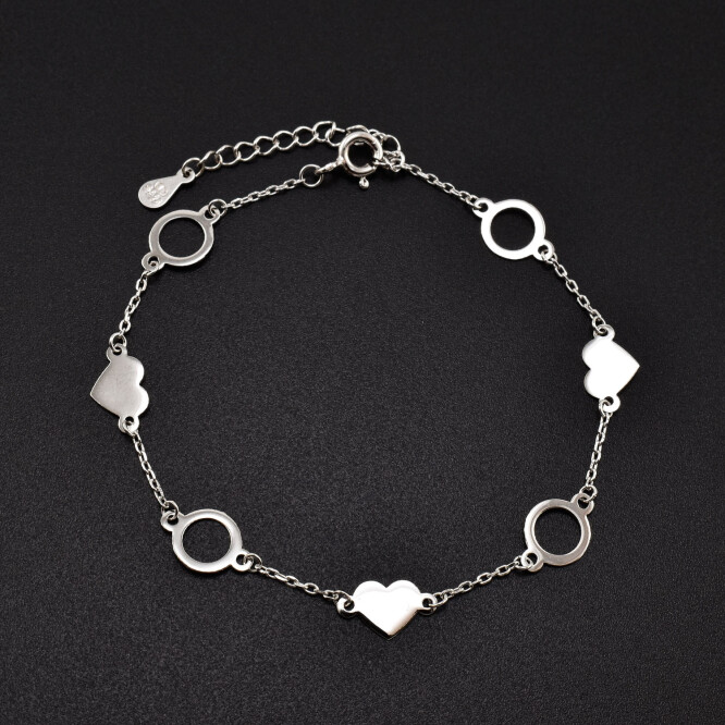 Bratara dama din argint cu accesorii in forma de inima si cerc