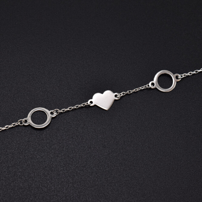 Bratara dama din argint cu accesorii in forma de inima si cerc