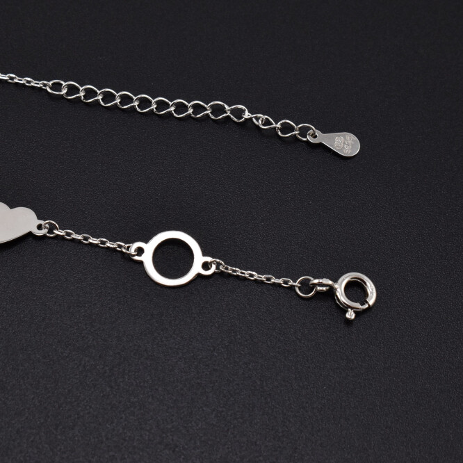 Bratara dama din argint cu accesorii in forma de inima si cerc