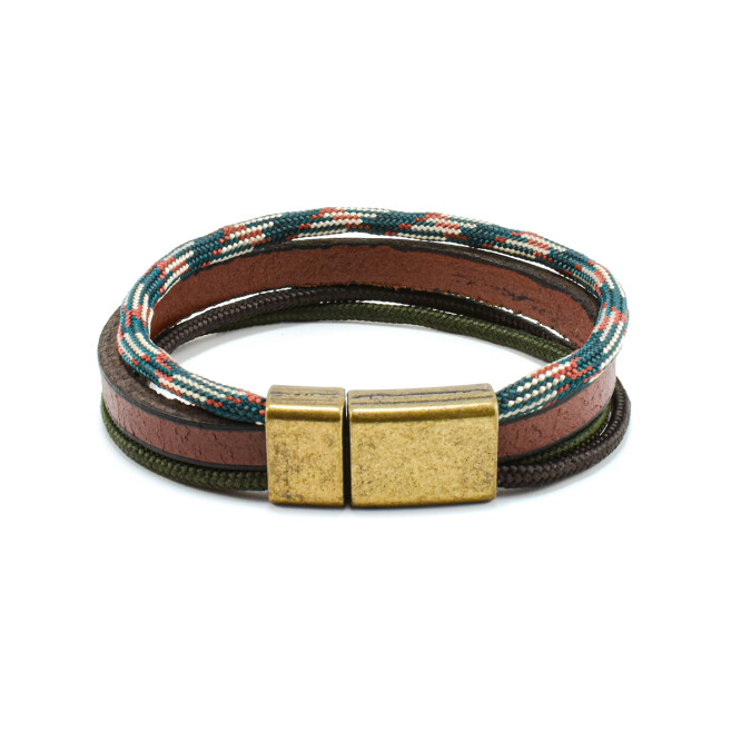 Bratara barbati din piele naturala si snur paracord BBB-018
