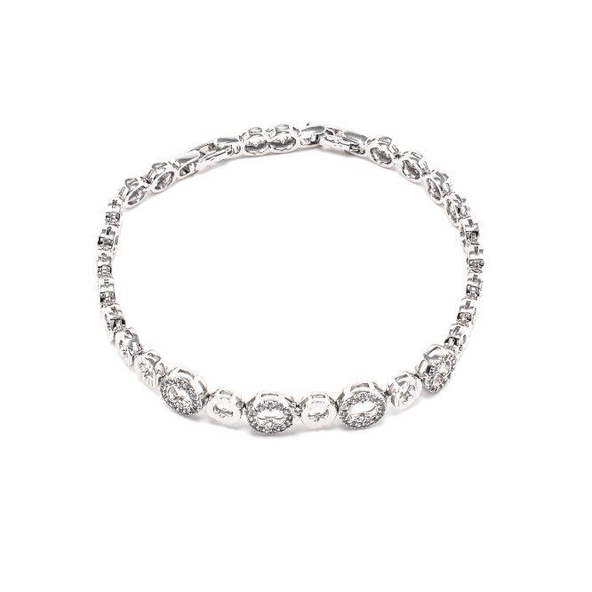 Bratara dama placata cu aur alb cu cristale swarovski