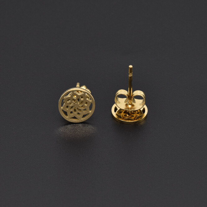 Cercei dama placati cu aur 18K in forma de cerc si floare
