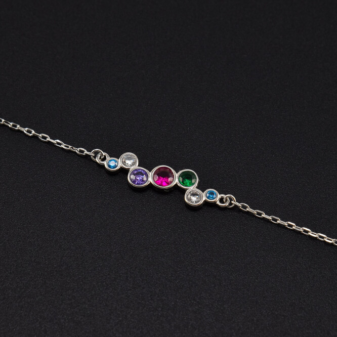 Bratara dama din argint cu cristale swarovski colorate