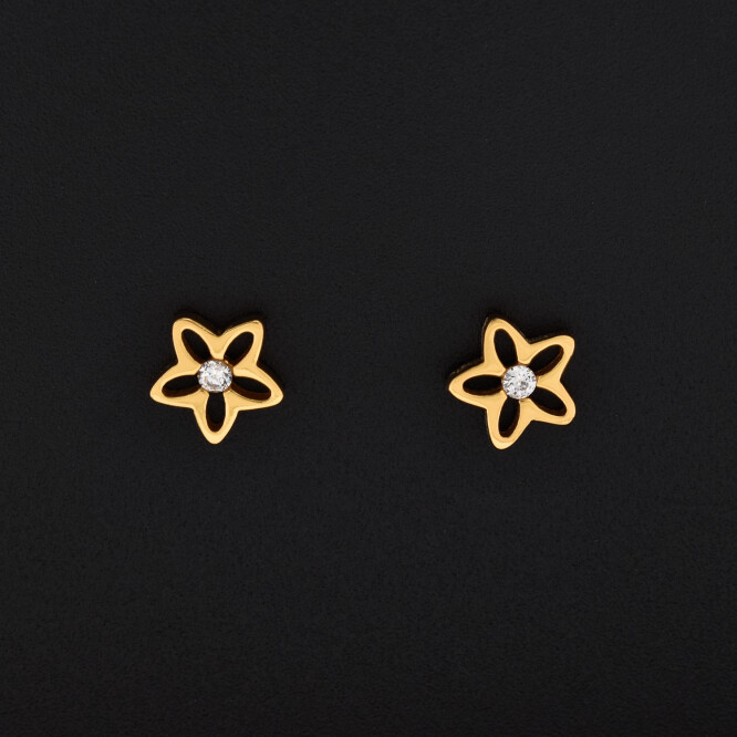 Cercei dama din argint placati cu aur 18K in forma de floare