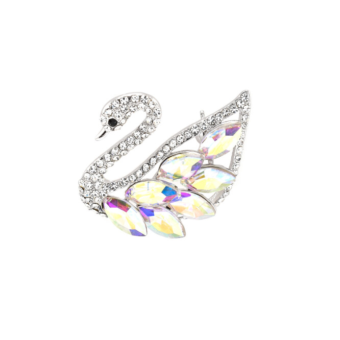 Brosa "Lebada" cu cristale swarovski