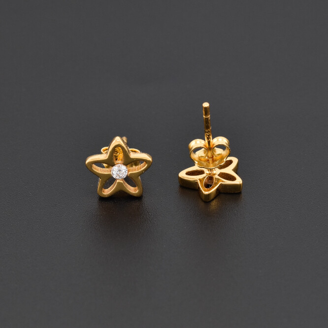 Cercei dama din argint placati cu aur 18K in forma de floare