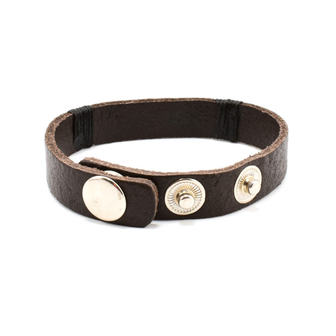 Bratara barbati din piele cu accesoriu din metal in forma de infinit 