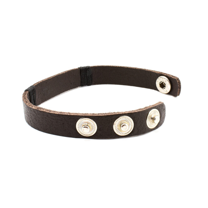 Bratara barbati din piele cu accesoriu din metal in forma de infinit 