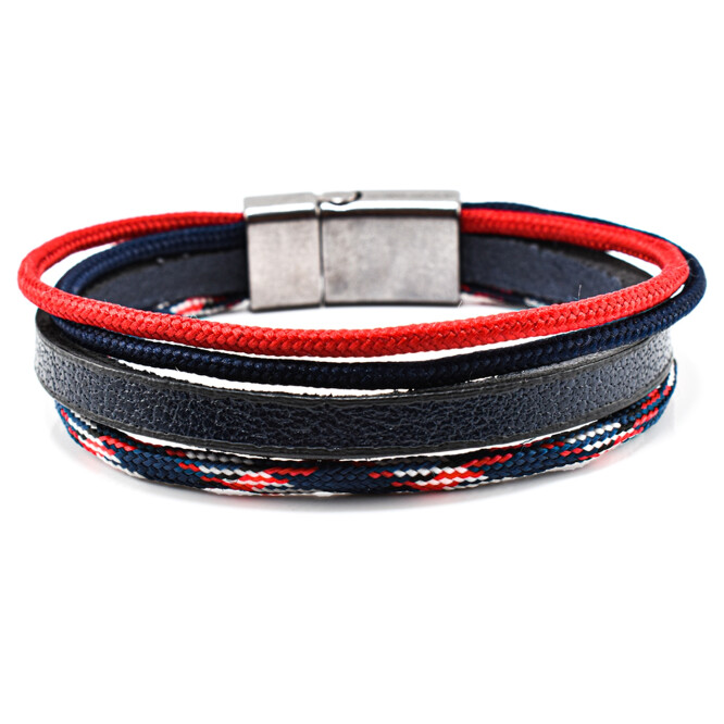 Bratara barbati din piele naturala si snur paracord BBB-104