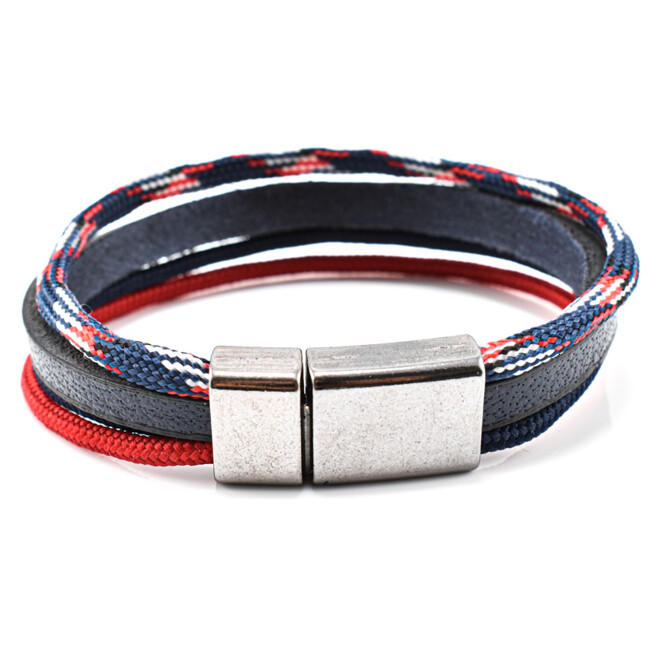 Bratara barbati din piele naturala si snur paracord BBB-104