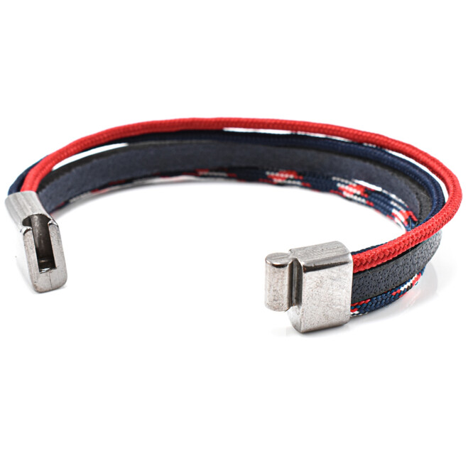 Bratara barbati din piele naturala si snur paracord BBB-104