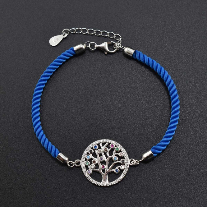 Bratara dama cu snur si pandantiv din argint cu cristale swarovski