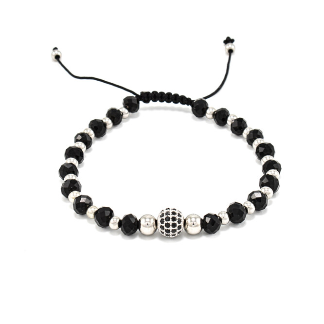 Bratara barbati Shamballa cu cristale negre
