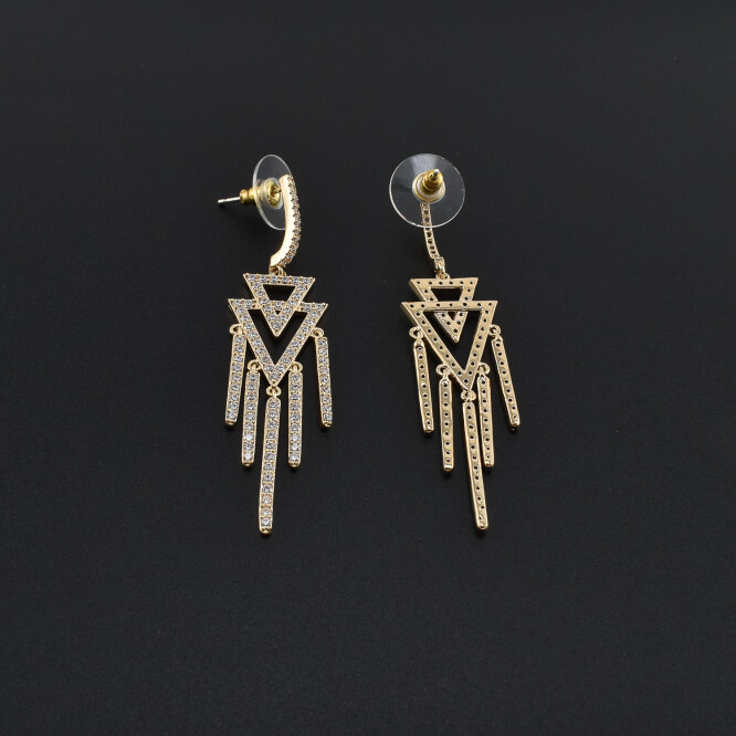 Cercei dama, ace din argint, placati cu aur 18K, lungi