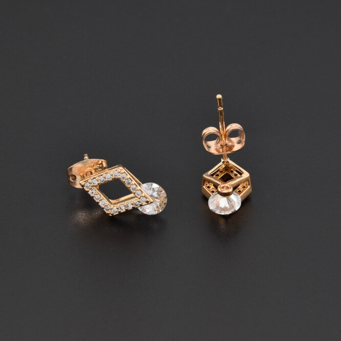 Cercei dama placati cu aur 18K in forma de romb