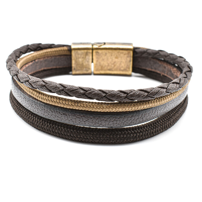 Bratara barbati din piele naturala si snur paracord BBB-217
