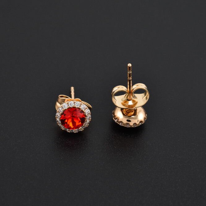 Cercei dama placati cu aur 18K cristal rosu