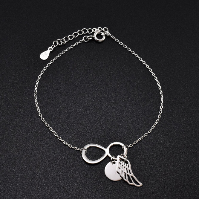 Bratara dama din argint cu accesorii in forma de infinit, cerc, aripa