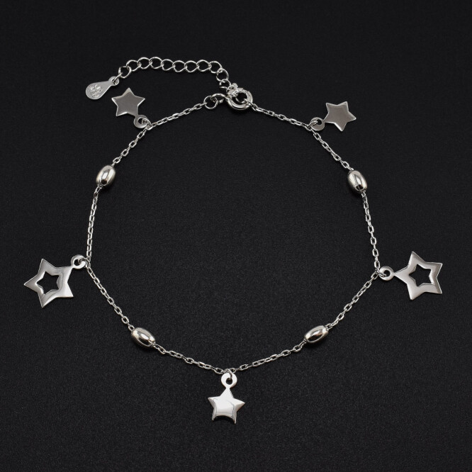 Bratara dama din argint cu accesorii in forma de stea